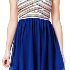 B Darlin Juniors' Strapless Blue Fit & Flare Dress